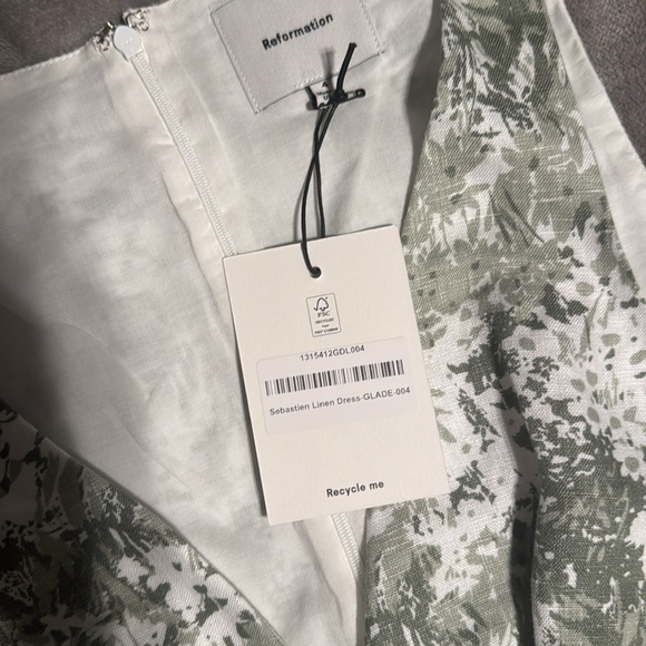Reformation Sebastien Linen Dress Glade - Size 4 - Picture 3 of 6